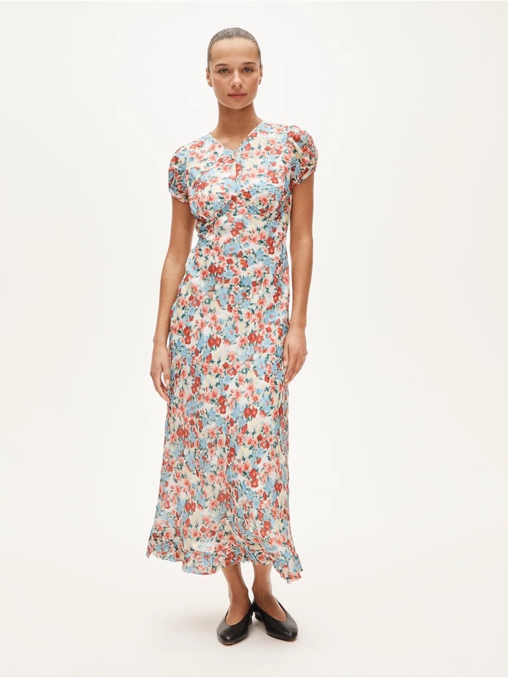 J.Crew Ruffle-Hem Floral Midi Dress Size 14